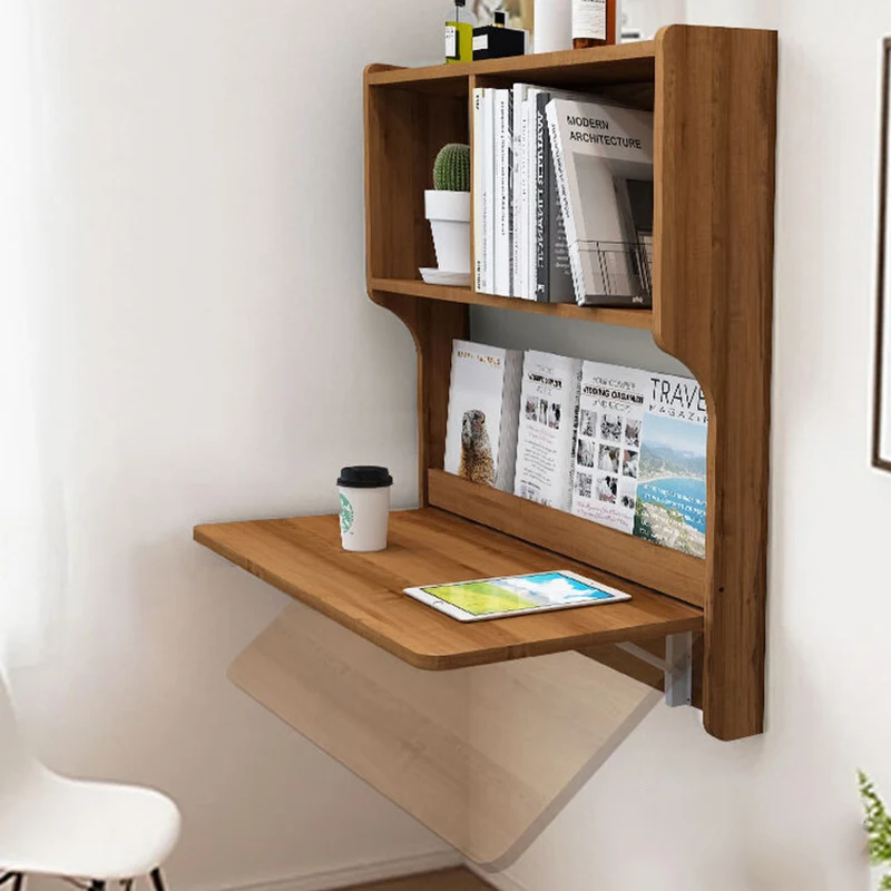 Contemporary Scandinavian Rectangular Particle Board Folding Desk Wall Mounted Desk With Storage For Living Room