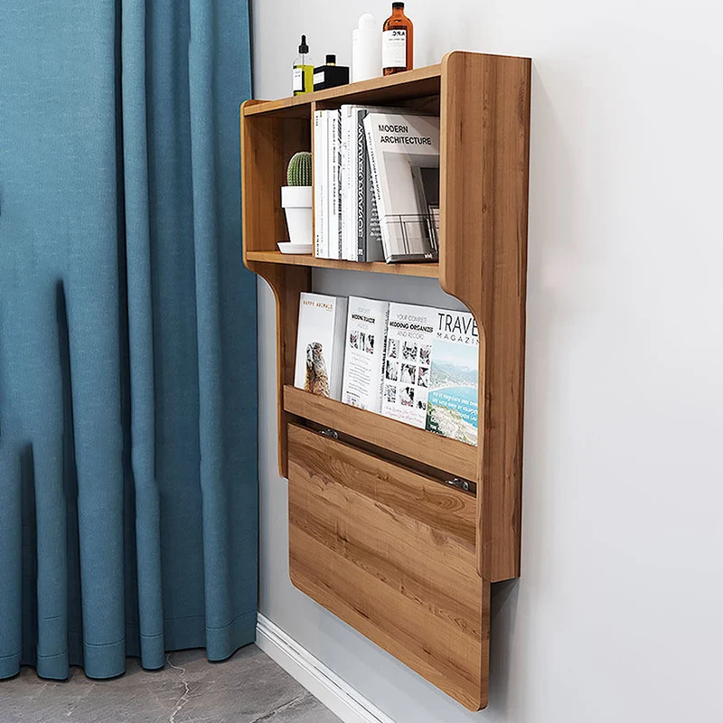 Contemporary Scandinavian Rectangular Particle Board Folding Desk Wall Mounted Desk With Storage For Living Room