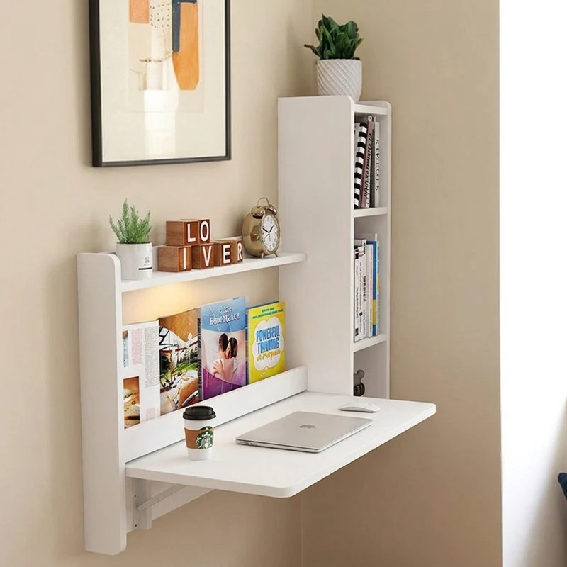 Contemporary Scandinavian Rectangular Particle Board Folding Desk Wall Mounted Desk With Storage For Living Room