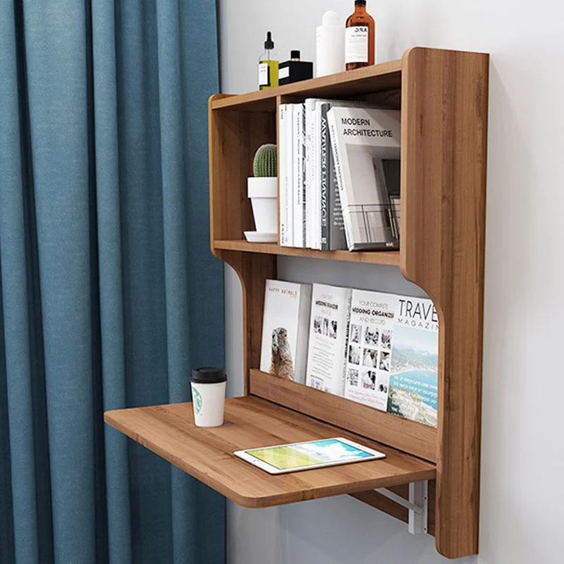 Contemporary Scandinavian Rectangular Particle Board Folding Desk Wall Mounted Desk With Storage For Living Room