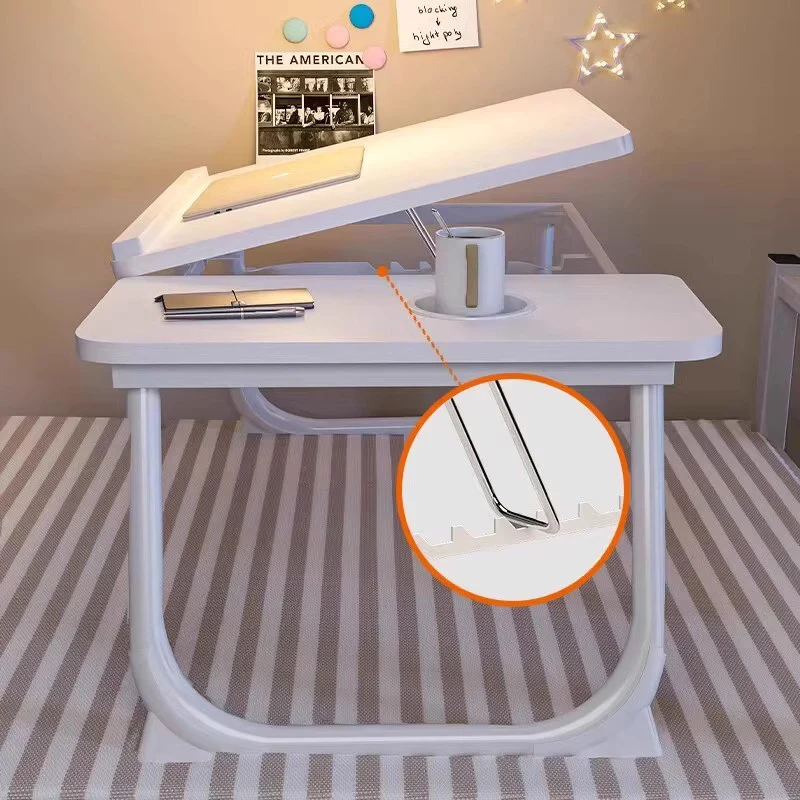 Contemporary Scandinavian Rectangular MDF Iron Folding Laptop Desk Desktop Adjustable For Bedroom