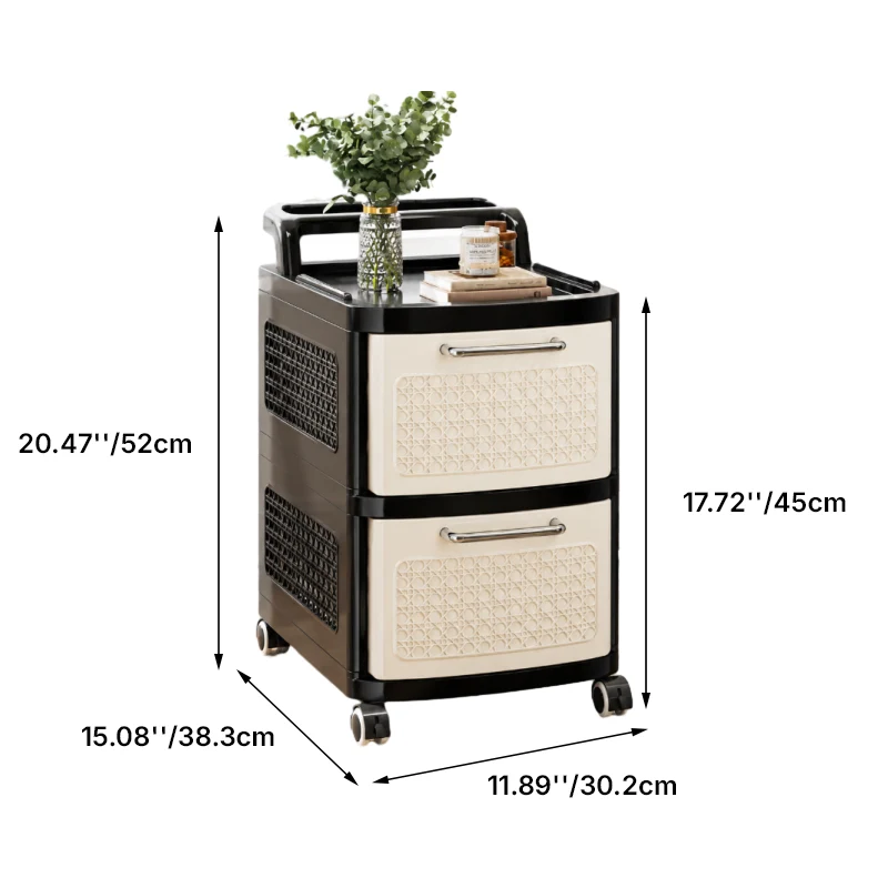 Modern Minimalist Plastic Rectangular Movable Storage Cabinet 2/3/4/5-Drawer For Living Room & Bedroom