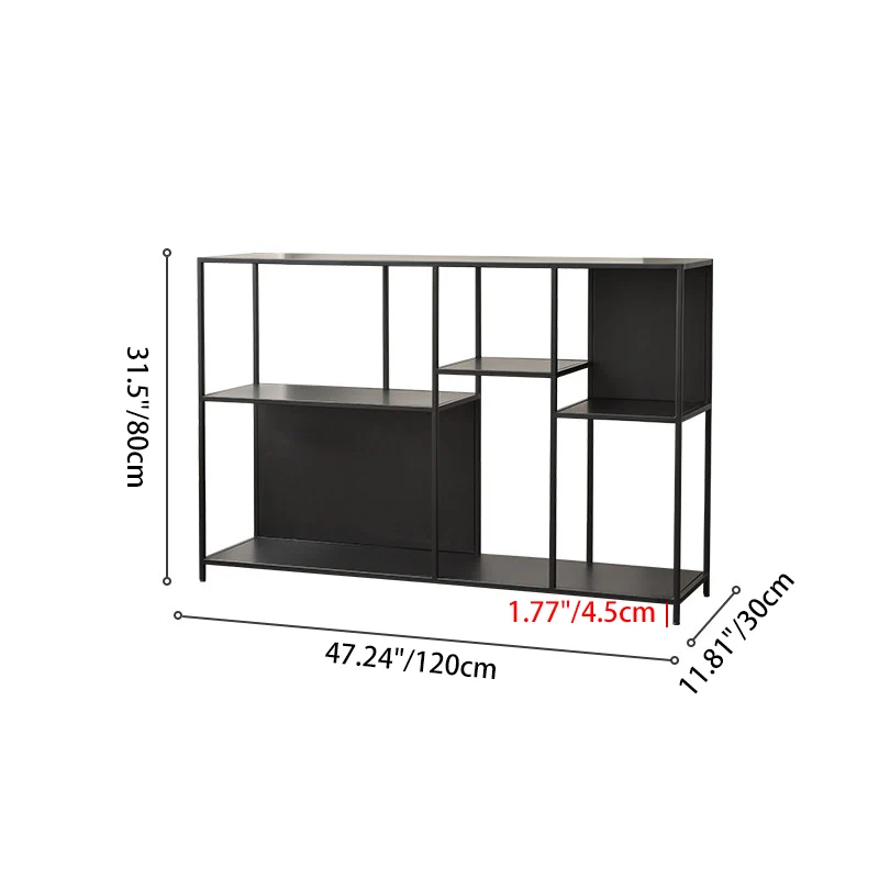 Contemporary Industrial Rectangular Iron Floor Display Rack 3-Tier For Living Room