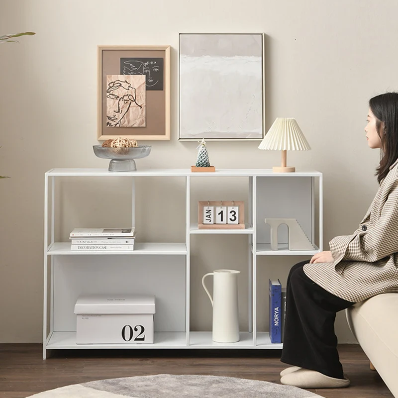 Contemporary Industrial Rectangular Iron Floor Display Rack 3-Tier For Living Room