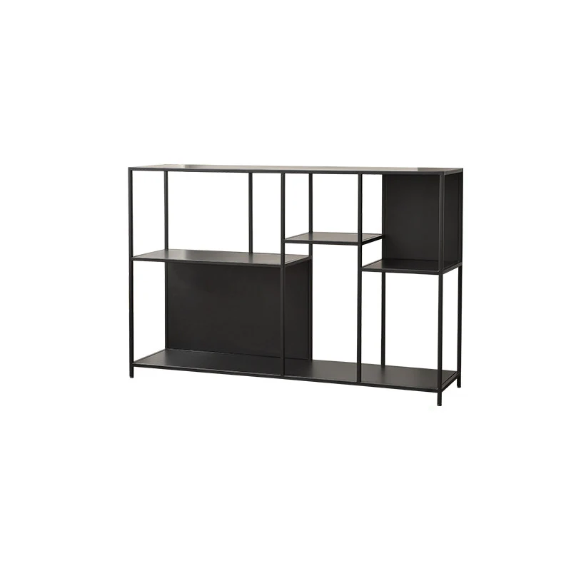 Contemporary Industrial Rectangular Iron Floor Display Rack 3-Tier For Living Room