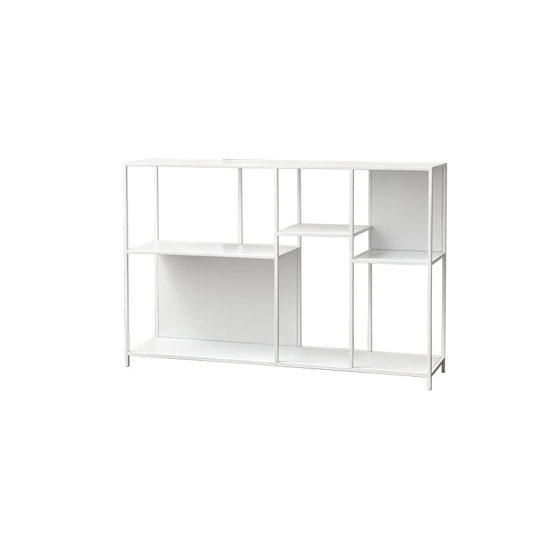 Contemporary Industrial Rectangular Iron Floor Display Rack 3-Tier For Living Room
