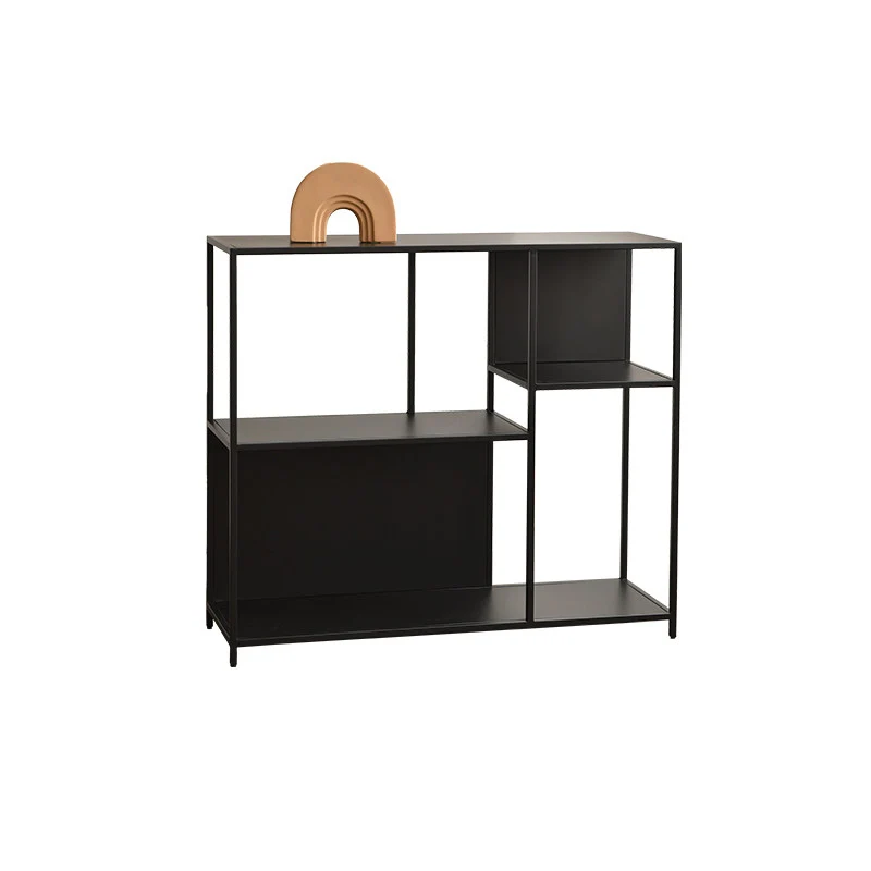 Contemporary Industrial Rectangular Iron Floor Display Rack 3-Tier For Living Room