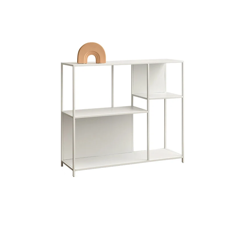 Contemporary Industrial Rectangular Iron Floor Display Rack 3-Tier For Living Room