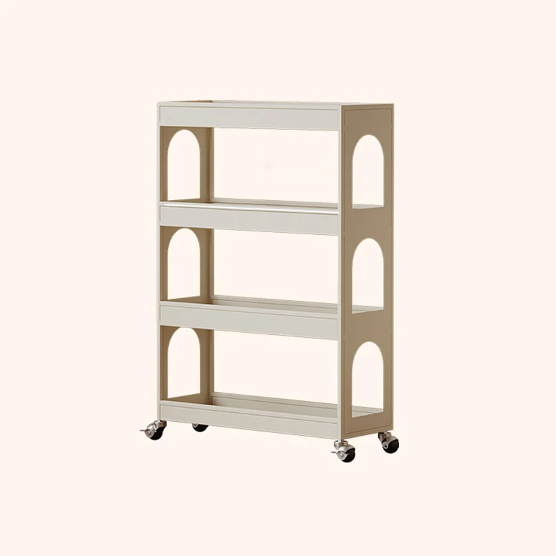 Contemporary Industrial Narrow Rectangular Iron Durable Movable Storage Shelf 4-Tier For Living Room