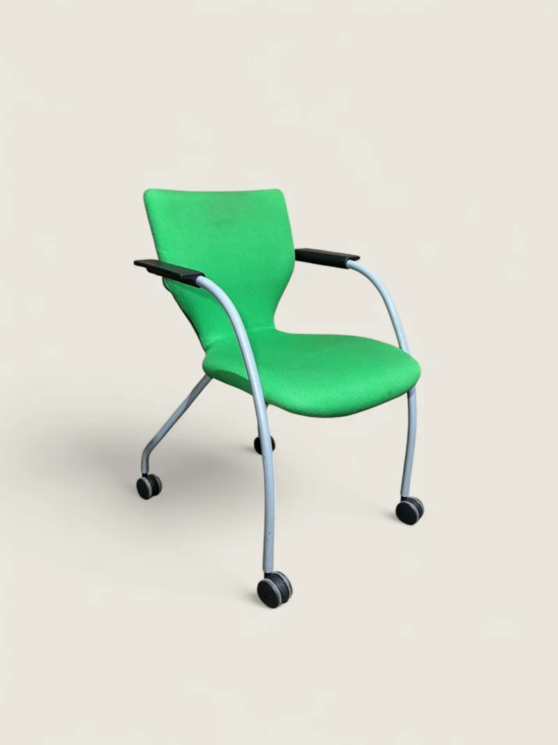 Orangebox: Green Visitors Side chair with Castors - Refurbished