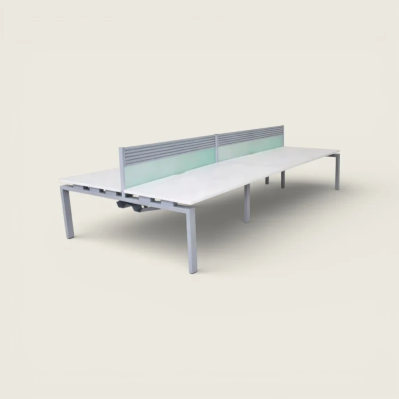 Senator Bench Desk 4 Way - 3200mm x 1600mm Workstation with Screens - Refurbished
