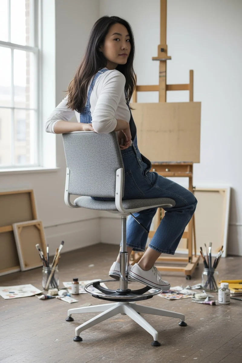 Senator: Gray Draughtsman Chair- Refurbished