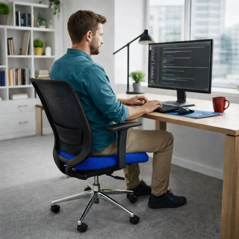 Saxen Don't Task Chair in Blue Fabric - Refurbished