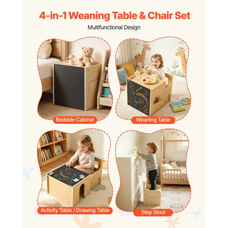Conjunto Mesa Cadeira Montessori Madeira 1-5 Anos