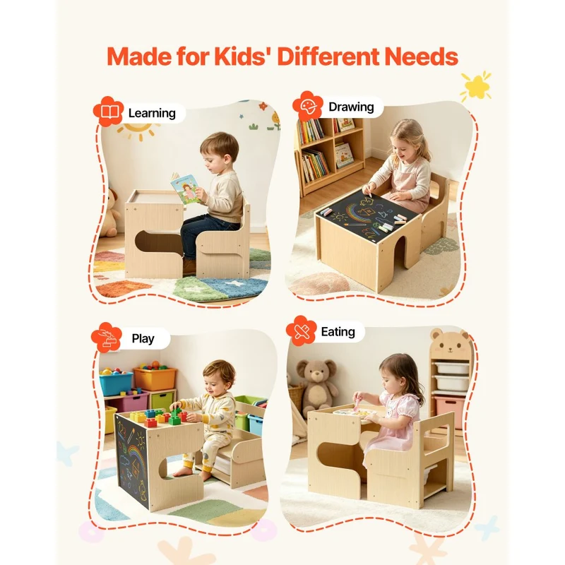 Conjunto Mesa Cadeira Montessori Madeira 1-5 Anos