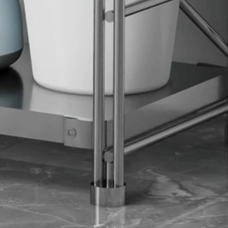 Modern Minimalist Rectangular Carbon Steel Stainless Steel Storage Shelf Adjustable Shelves 5/6-Tier For Kitchen