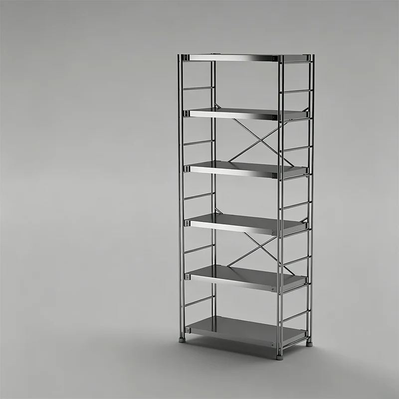Modern Minimalist Rectangular Carbon Steel Stainless Steel Storage Shelf Adjustable Shelves 5/6-Tier For Kitchen