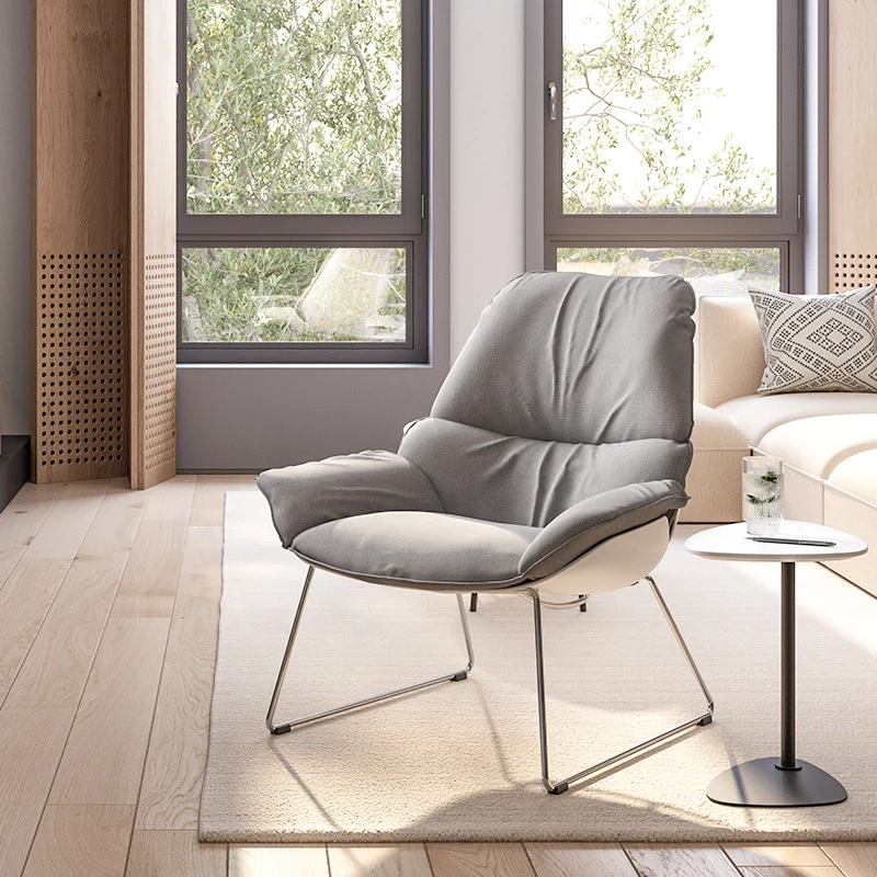 Contemporary Nordic Reception Chair - Upholstered PP Fabric Lounge Chair With Steel Frame For Office, Cafe & Living Room