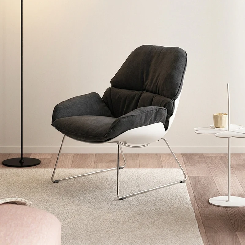 Contemporary Nordic Reception Chair - Upholstered PP Fabric Lounge Chair With Steel Frame For Office, Cafe & Living Room