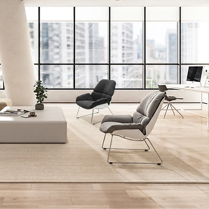 Contemporary Nordic Reception Chair - Upholstered PP Fabric Lounge Chair With Steel Frame For Office, Cafe & Living Room