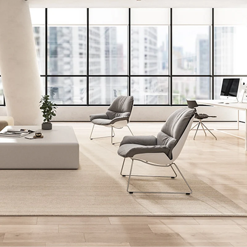 Contemporary Nordic Reception Chair - Upholstered PP Fabric Lounge Chair With Steel Frame For Office, Cafe & Living Room