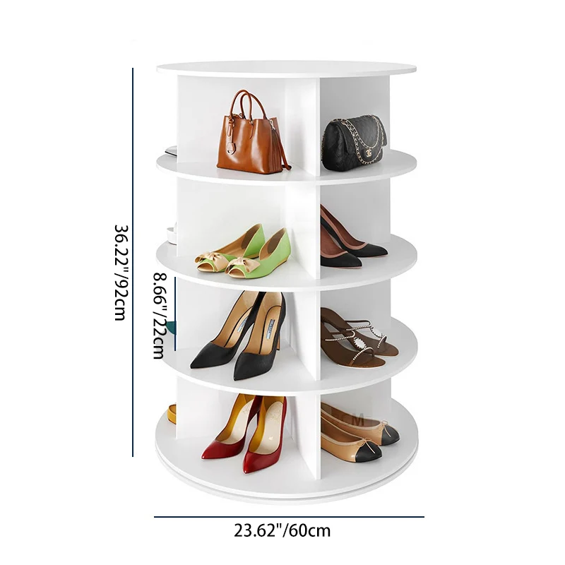 Modern Minimalist PVC Wood-Plastic Board Round Display Rack 4/5/6/7-Tier Rotating Storage Rack For Bedroom & Living Room