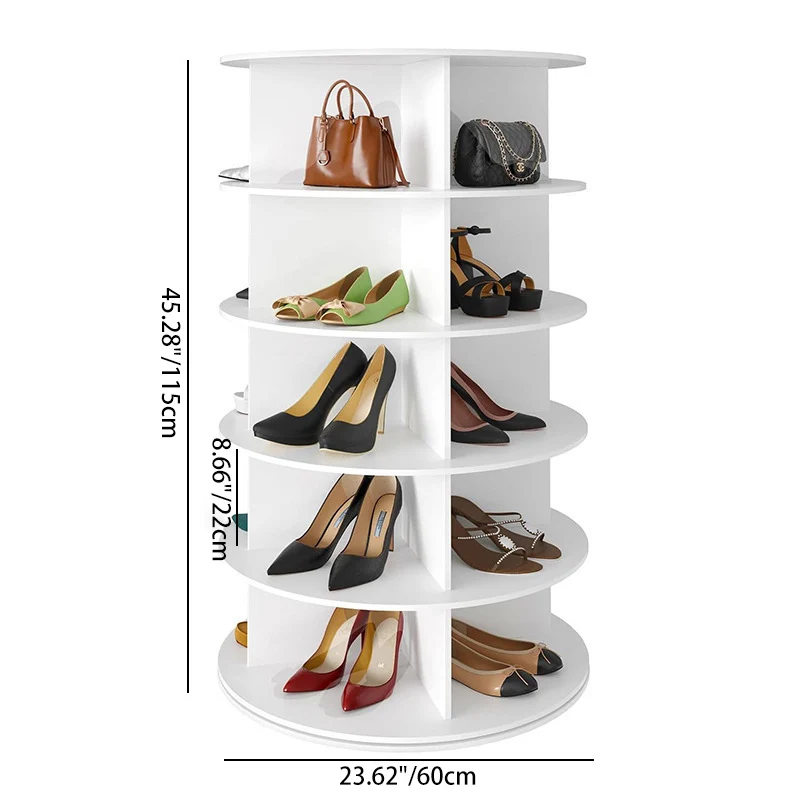 Modern Minimalist PVC Wood-Plastic Board Round Display Rack 4/5/6/7-Tier Rotating Storage Rack For Bedroom & Living Room