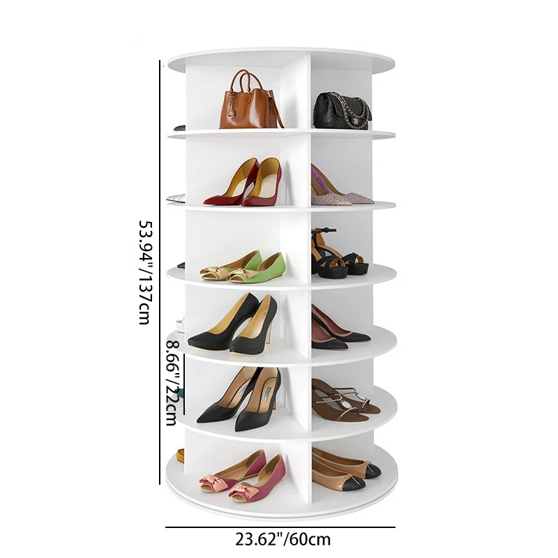 Modern Minimalist PVC Wood-Plastic Board Round Display Rack 4/5/6/7-Tier Rotating Storage Rack For Bedroom & Living Room