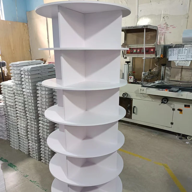 Modern Minimalist PVC Wood-Plastic Board Round Display Rack 4/5/6/7-Tier Rotating Storage Rack For Bedroom & Living Room