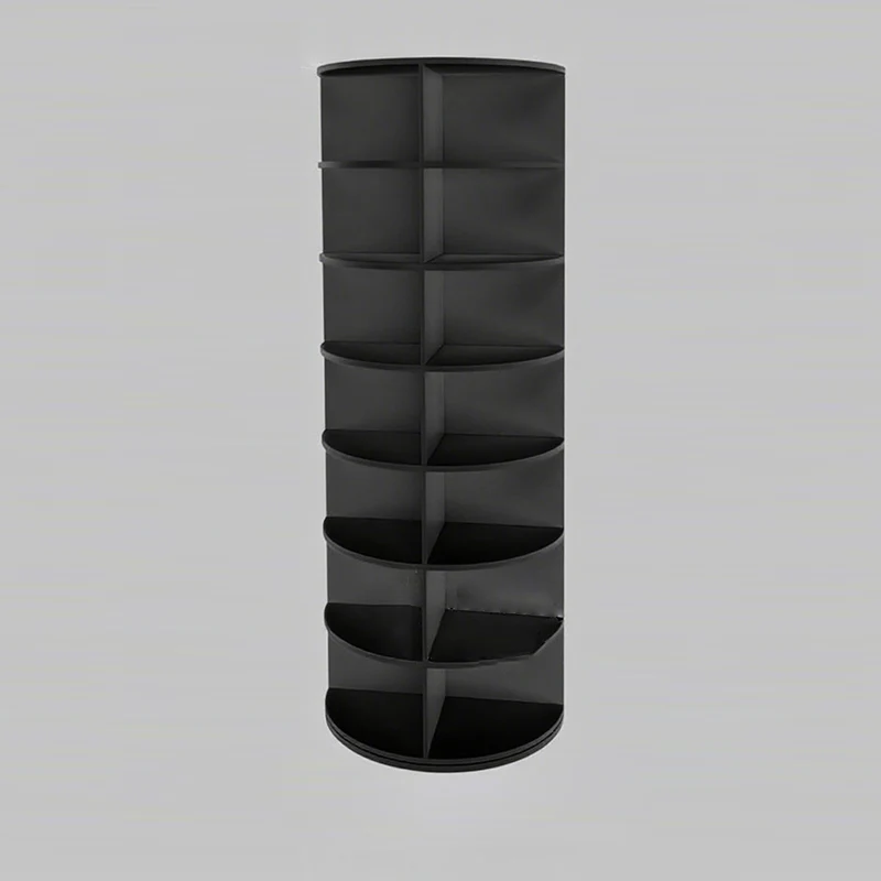 Modern Minimalist PVC Wood-Plastic Board Round Display Rack 4/5/6/7-Tier Rotating Storage Rack For Bedroom & Living Room