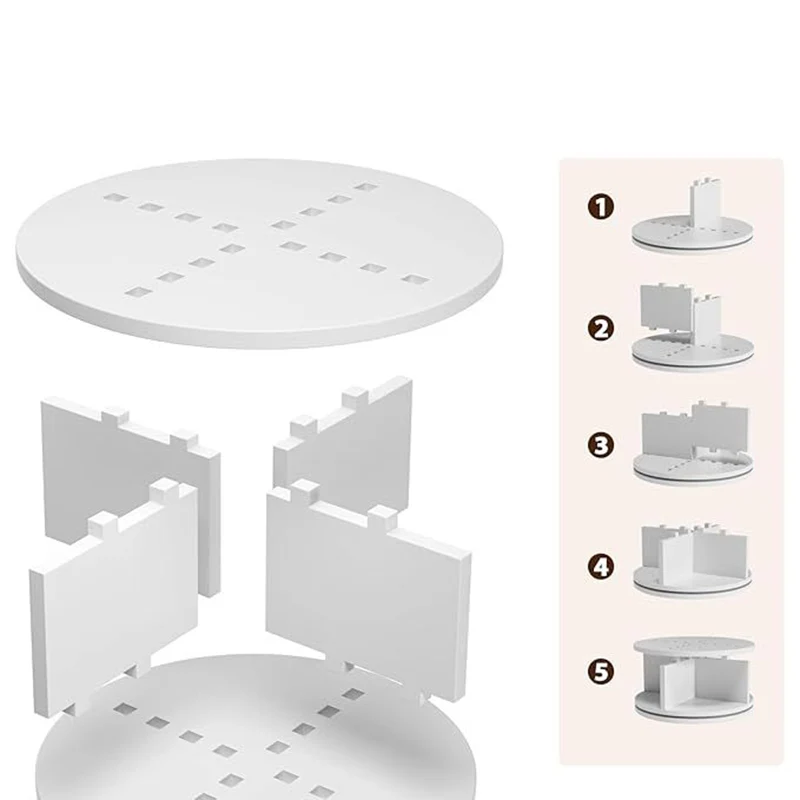 Modern Minimalist PVC Wood-Plastic Board Round Display Rack 4/5/6/7-Tier Rotating Storage Rack For Bedroom & Living Room