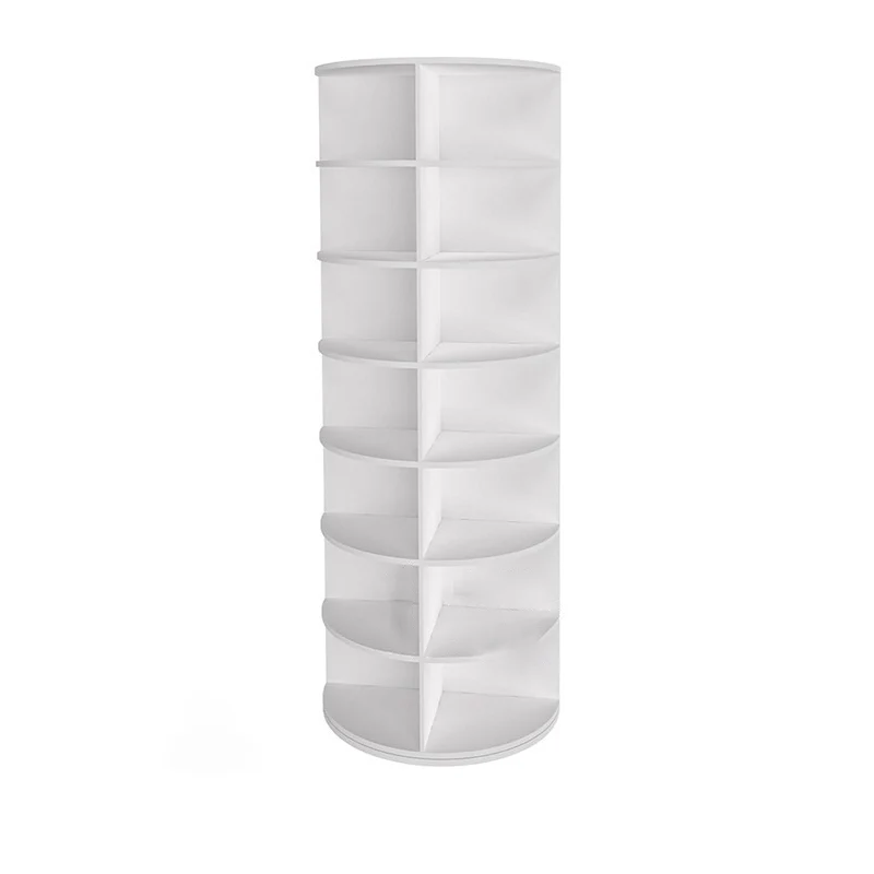 Modern Minimalist PVC Wood-Plastic Board Round Display Rack 4/5/6/7-Tier Rotating Storage Rack For Bedroom & Living Room