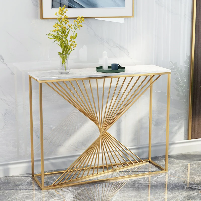 Contemporary Luxury MDF Steel Rectangular Console Table For Entryways