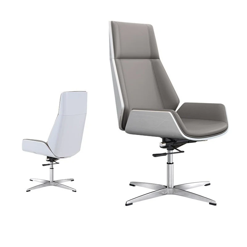 Modern Minimalist PU Leather Plywood Steel Rectangular Desk Chair Swivel Adjustable Height For Home & Office