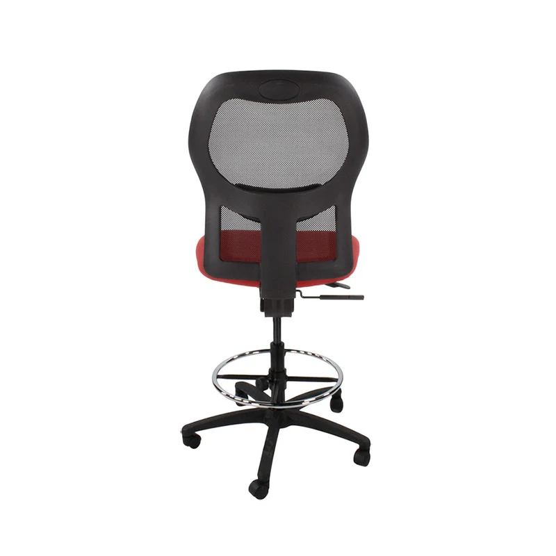 Ahrend: 160 Type Draughtsman Chair Without Arm in Red Fabric - Black Base - Refurbished