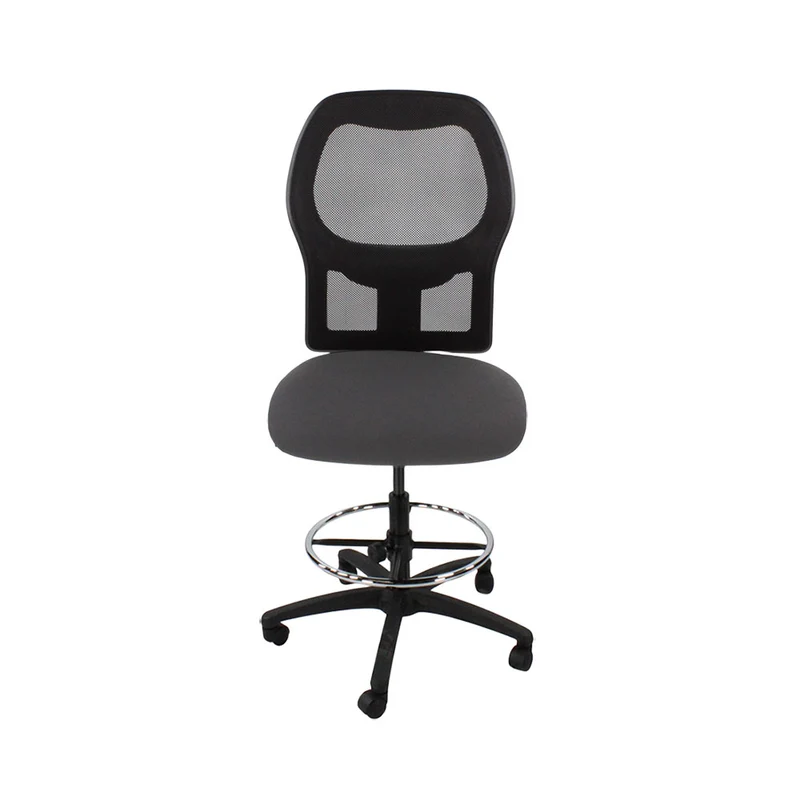 Ahrend: 160 Type Draughtsman Chair Without Arm in Grey Fabric - Black Base - Refurbished