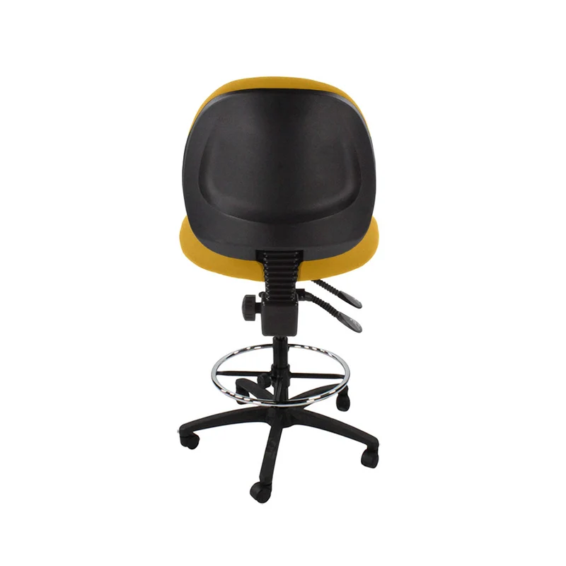 Saxen: Scoop Draughtsman Chair Without Arms in Yellow Fabric - Refurbished