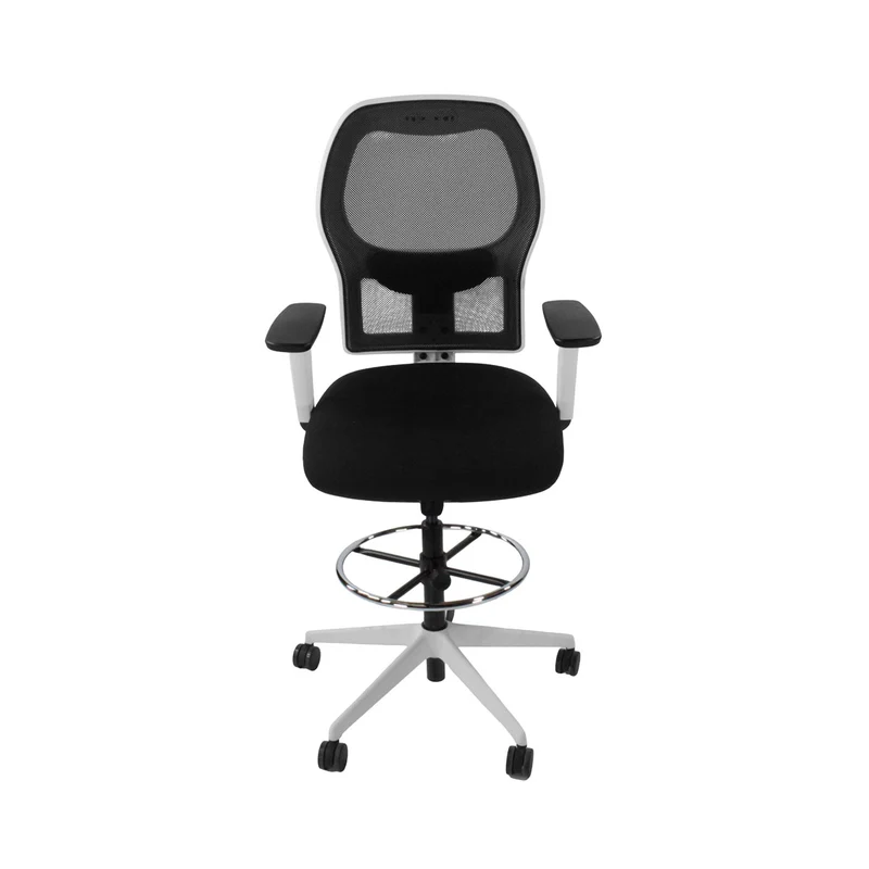 Ahrend: 160 Type Draughtsman Chair in Black Fabric - White Base - Refurbished