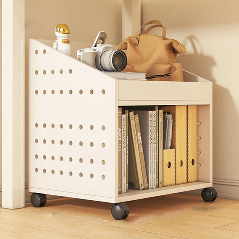 Modern Minimalist Trapezoid MDF Movable Floor-Standing Storage Shelf 1/2/3-Tier For Study
