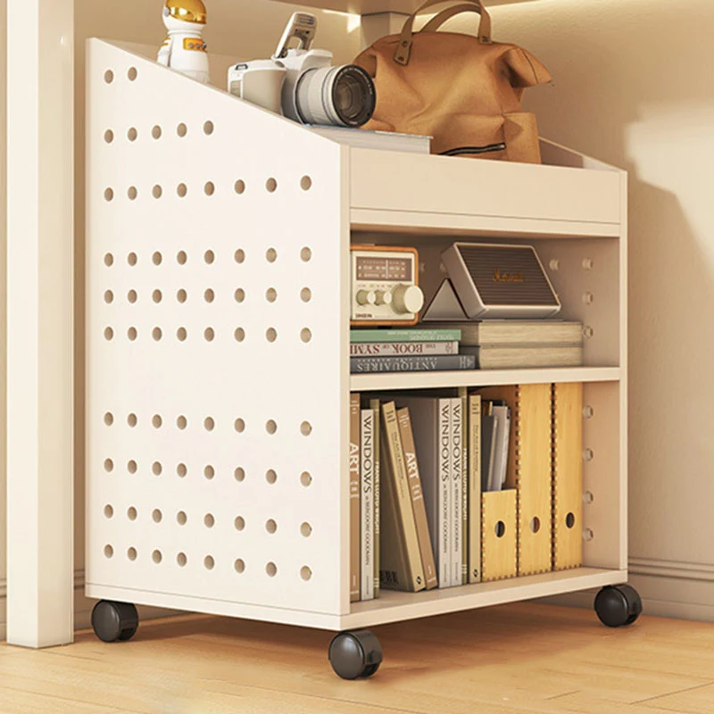 Modern Minimalist Trapezoid MDF Movable Floor-Standing Storage Shelf 1/2/3-Tier For Study