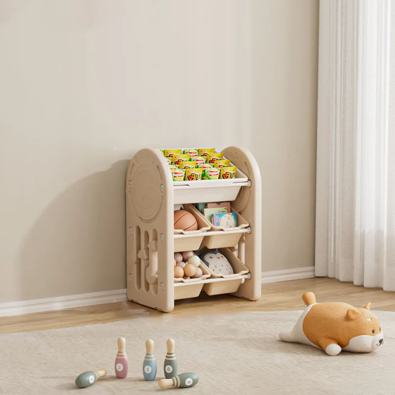 Contemporary Creative Oval Environmentally Friendly HDPE Iron Kids Storage Shelf 3-Tier For Living Room