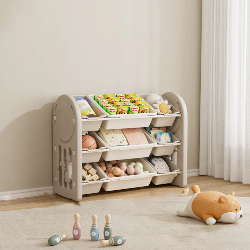 Contemporary Creative Oval Environmentally Friendly HDPE Iron Kids Storage Shelf 3-Tier For Living Room