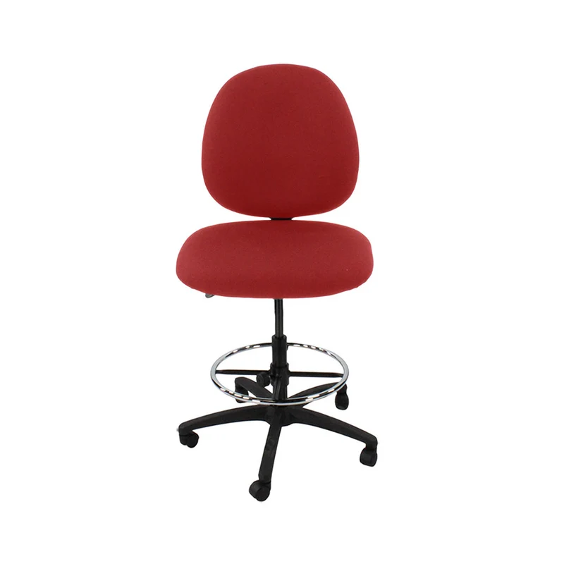 Saxen: Scoop Draughtsman Chair Without Arms in Red Fabric - Refurbished