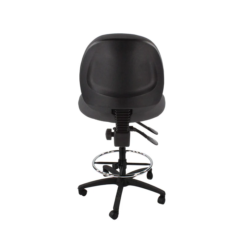 Saxen: Scoop Draughtsman Chair Without Arms in Grey Fabric - Refurbished