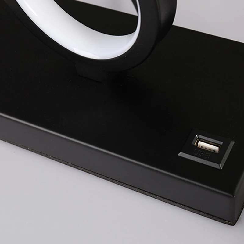 Modern Minimalist Rectangular-Base Multiple Circular Aluminum Iron Silicone LED Desk Lamp For Bedroom