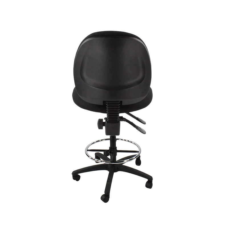 Saxen: Scoop Draughtsman Chair Without Arms in Black Fabric - Refurbished