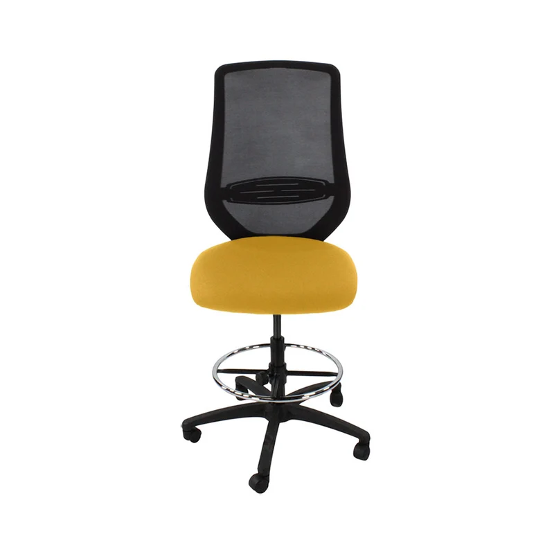 Saxen: Scudo Draughtsman Chair Without Arms in Yellow Fabric - Refurbished