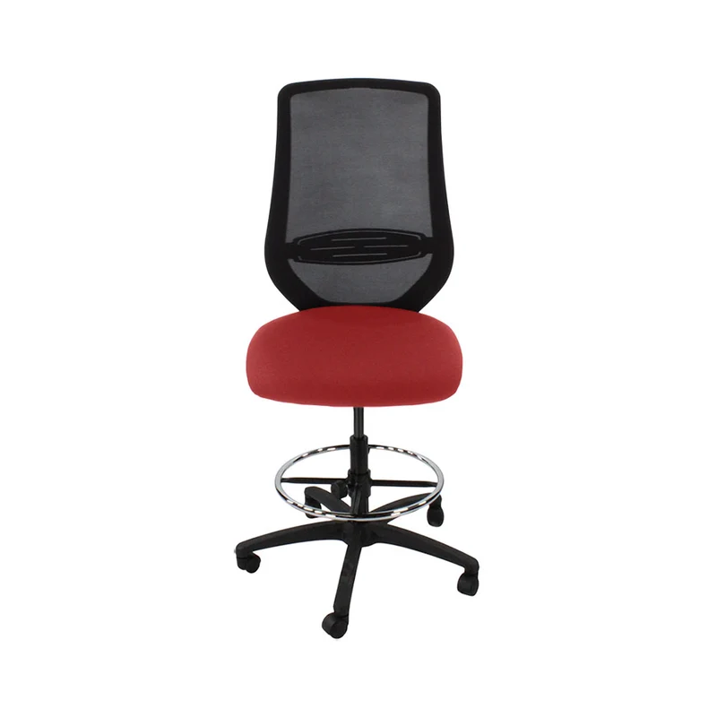 Saxen: Scudo Draughtsman Chair Without Arms in Red Fabric - Refurbished