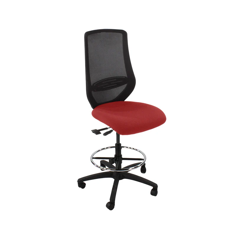 Saxen: Scudo Draughtsman Chair Without Arms in Red Fabric - Refurbished