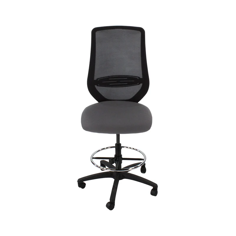 Saxen: Scudo Draughtsman Chair Without Arms in Grey Fabric - Refurbished